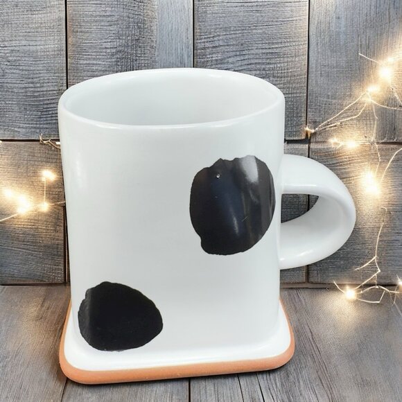 Vintage 1993 Hand Made RedWare Coffee Mug Cup Udderly Cow Pattern Mug Signed VTG - Picture 1 of 13